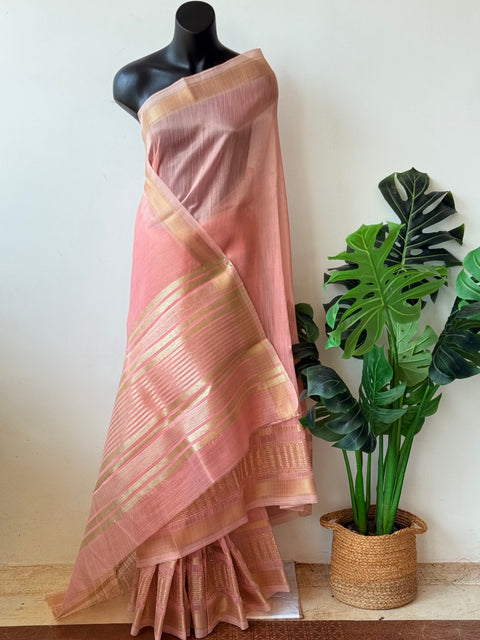 Peach weaving border tissue saree