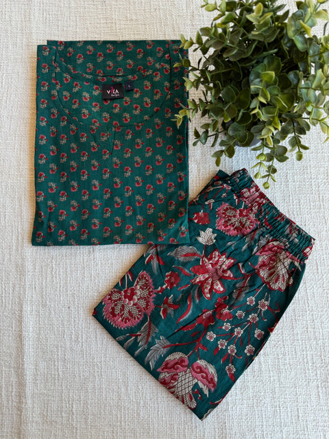 L size printed Cord Night suit