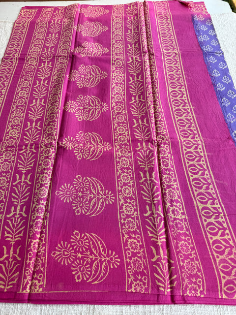 Printed mul cotton saree