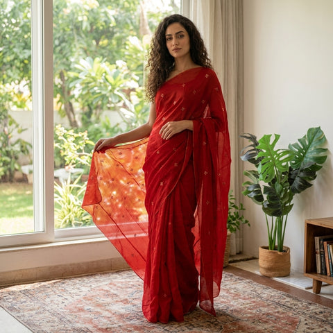 Seq work partywear jute saree with blouse