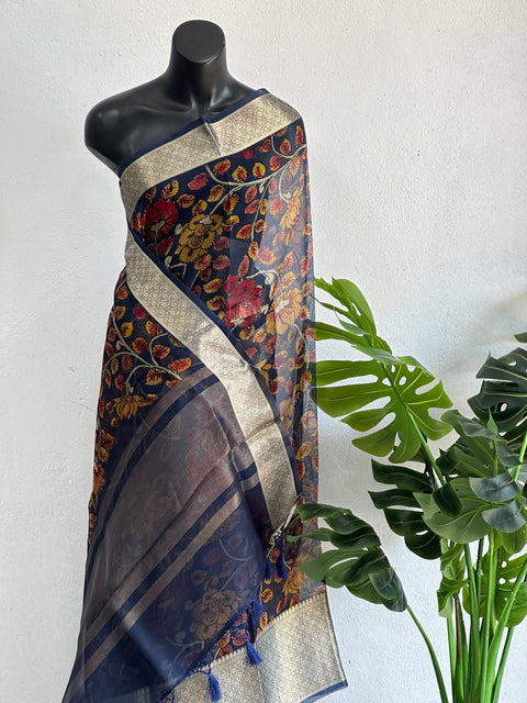 Floral printed pure Organza silk saree