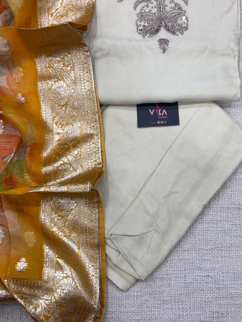 V neck muslin salwar material