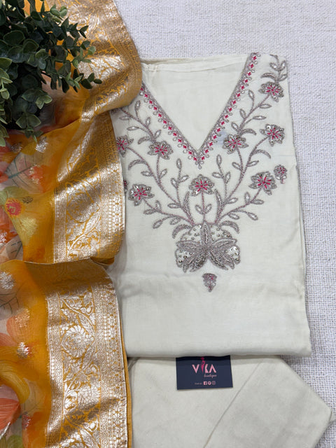 V neck muslin salwar material