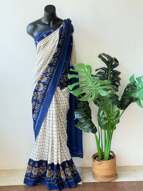 Handloom pure Ikat cotton saree