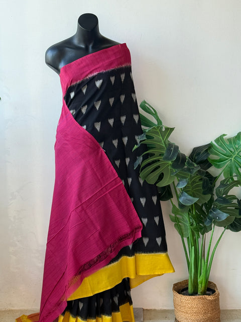 Handloom pure Ikat cotton saree