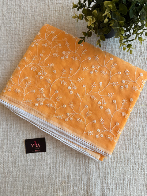 Supernet embroidered saree