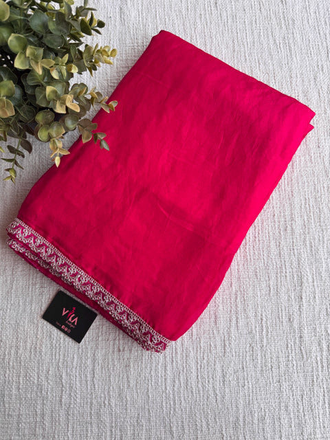 Rani pink designer chiffon saree with blouse