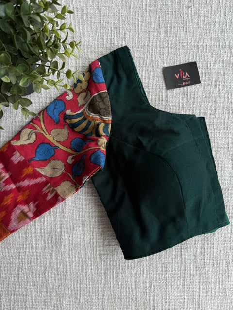Bottle green patch work Blouse