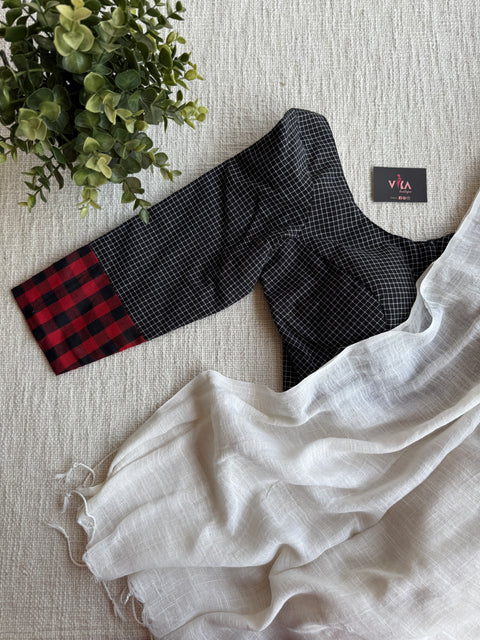 Black small checked blouse