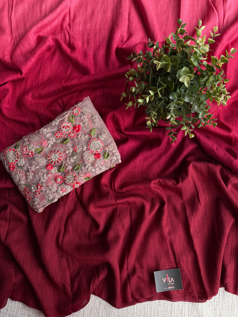 Shaded soft raw silk saree with designer blouse