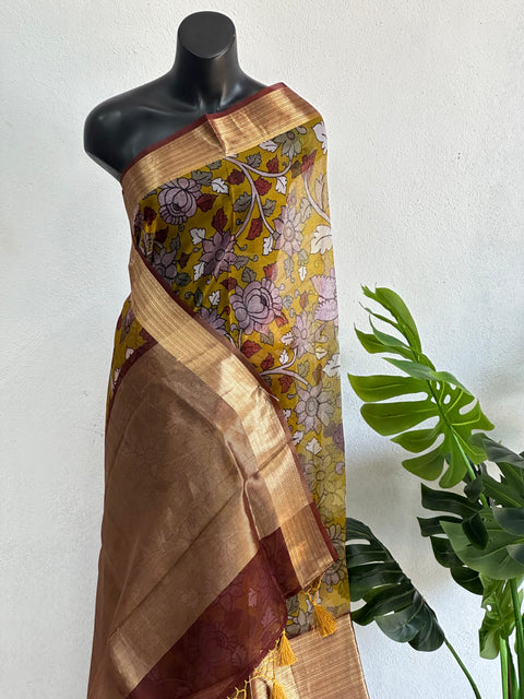 Floral printed pure Organza silk saree