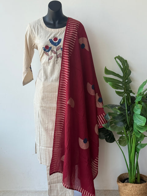 Applique work pure cotton suit set