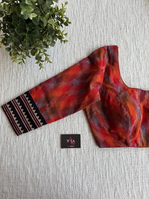 Orange ikat cotton blouse