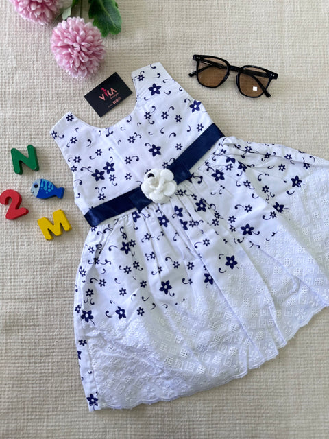 Baby Frock Age 1-3 - white/Navy