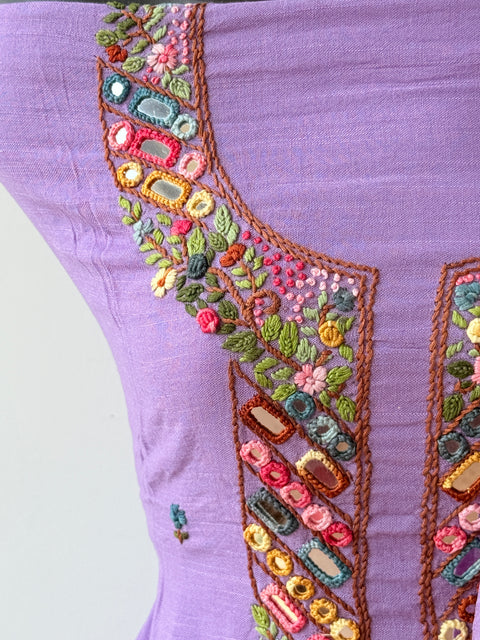 Hand emb linen cotton salwar suit material