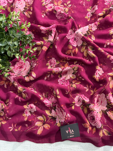 Floral printed georgette saree