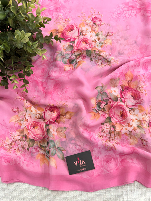Floral printed georgette saree