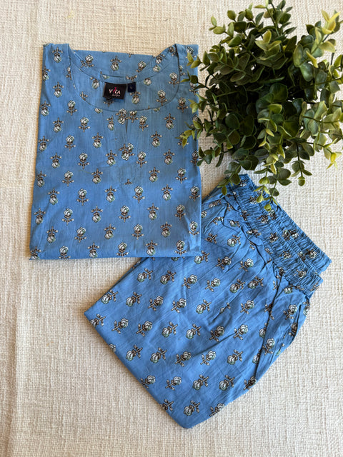 L size printed Cord Night suit