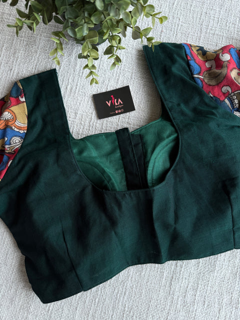 Bottle green patch work Blouse