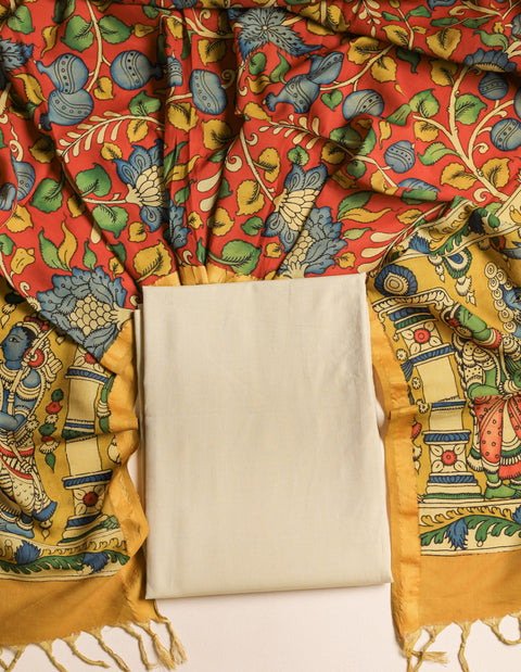 Handloom Cotton top with kalamkari dupatta