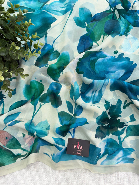Floral printed georgette saree