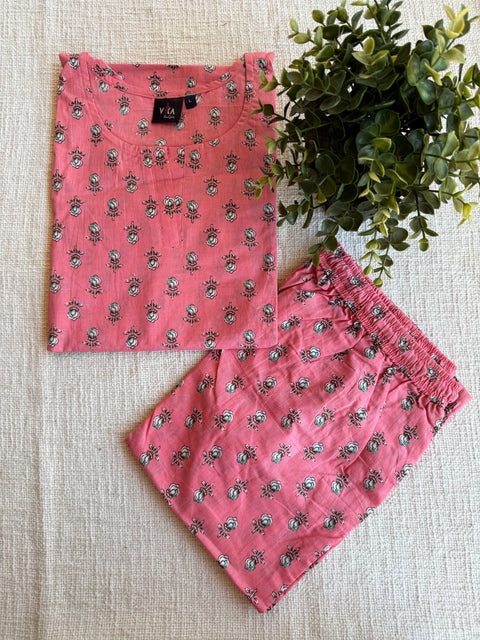L size printed Cord Night suit