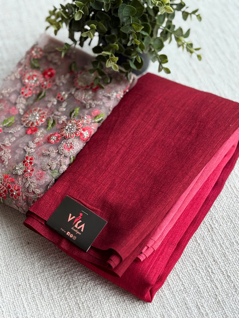 Shaded soft raw silk saree with designer blouse