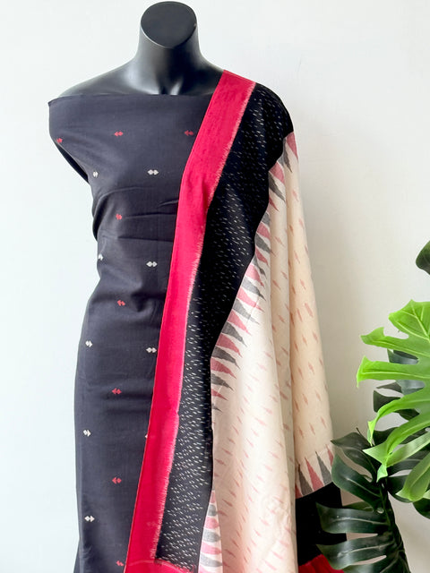 Handloom cotton set with ikat dupatta