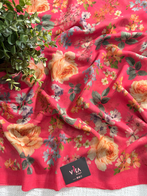 Floral printed georgette saree