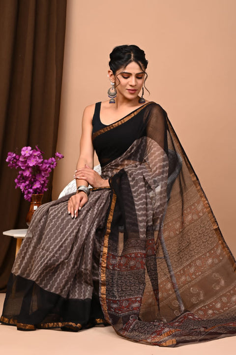 Printed kota cotton saree
