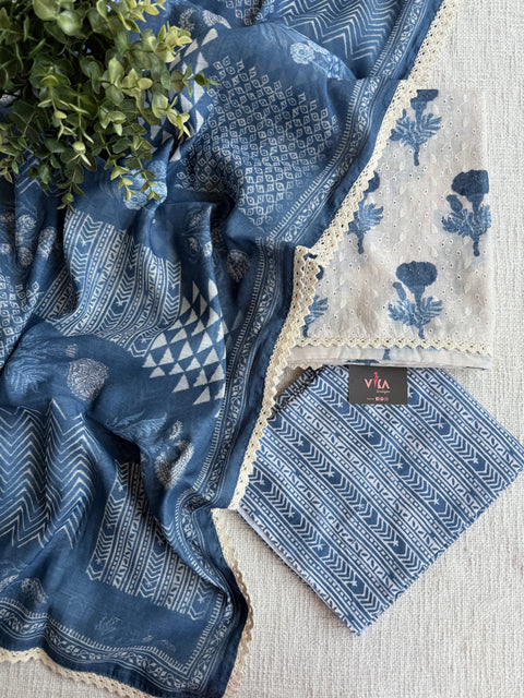 Digi printed hakoba emb suit set