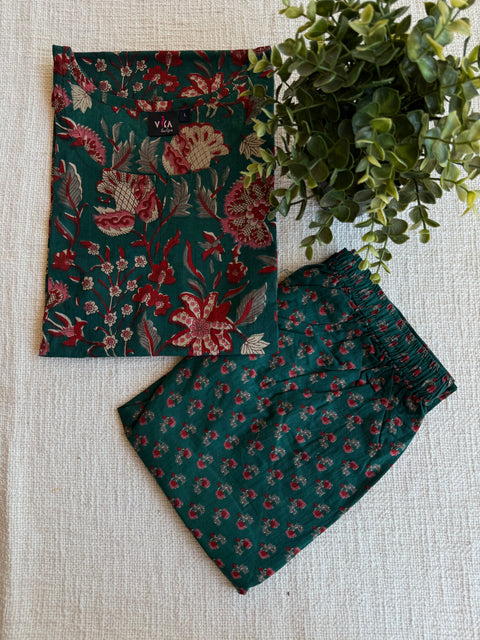 L size printed Cord Night suit