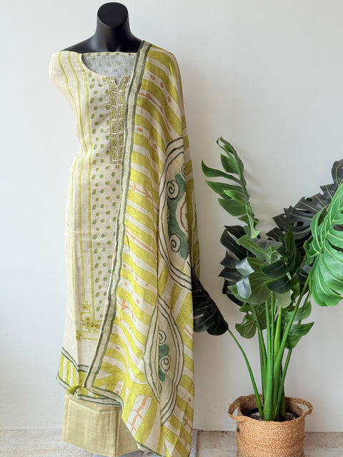 Printed linen suit material