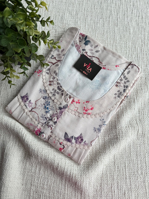 L and XL size Digital printed Linen nighty