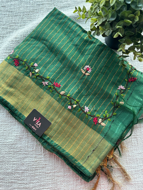 Hand Embroidery Baswara silk saree