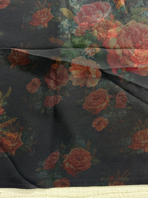 Floral printed georgette saree