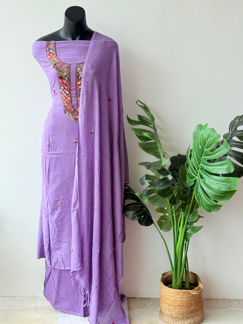 Hand emb linen cotton salwar suit material