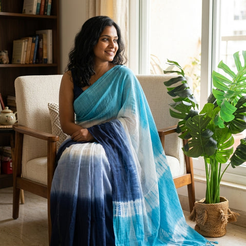 Ombré dyed handloom cotton saree