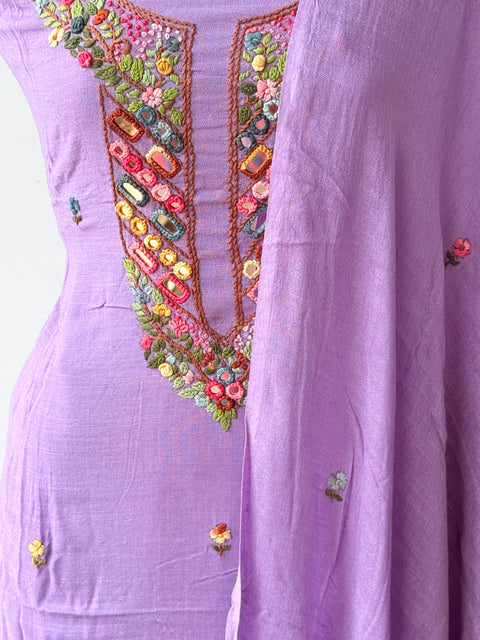 Hand emb linen cotton salwar suit material