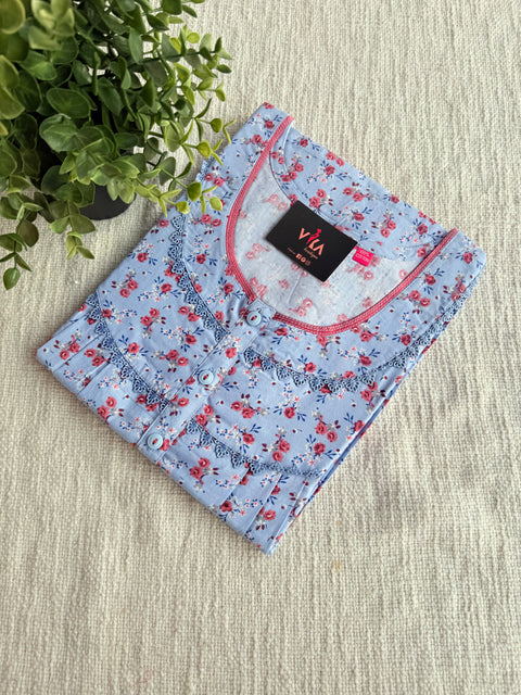 L size printed cotton nighty
