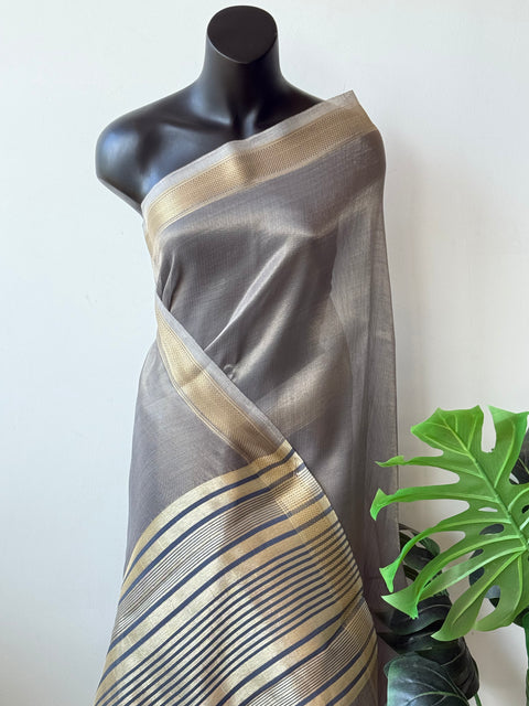 Light Grey weaving border tissue saree