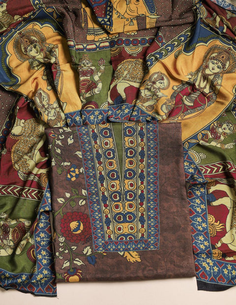 Kalamkari Printed dola silk suit material