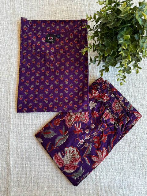L size printed Cord Night suit