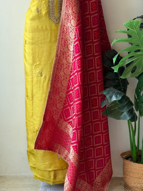 Partywear neck emb salwar material