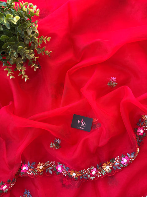 Hand Emb Organza saree