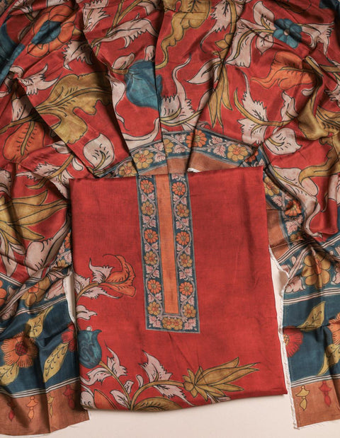 Kalamkari Printed dola silk suit material