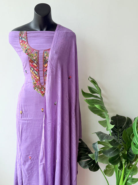 Hand emb linen cotton salwar suit material