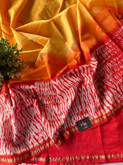 Tie and dyed printed chanderi saree