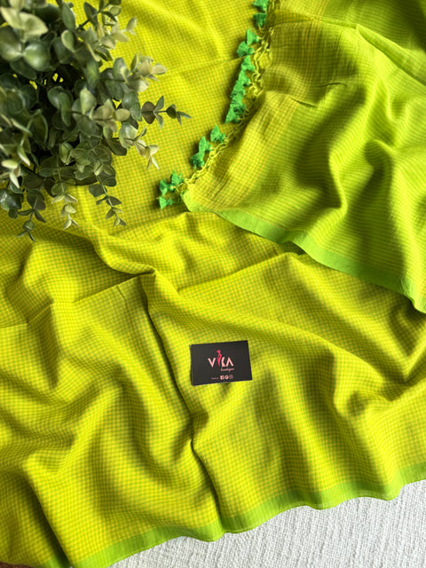 Small checked mul cotton saree