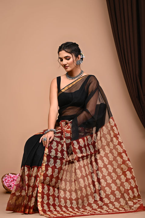 Printed kota cotton saree